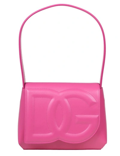 Dolce & Gabbana Leather Shoulder Bag With Dg Logo In Pink