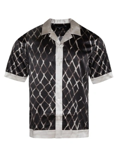 Nahmias Colorblock Swish Short Sleeve Silk Shirt In Black