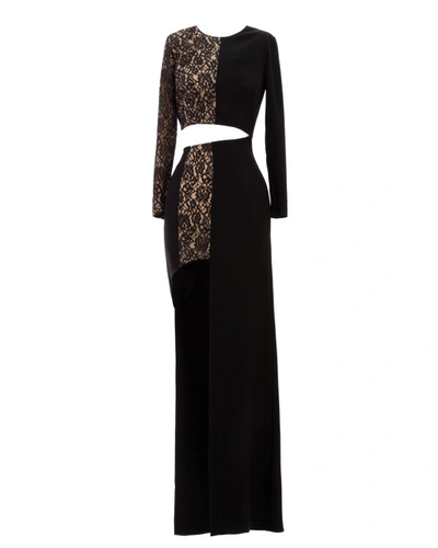 Gemy Maalouf Mixed Fabric Long Dress - Long Dresses In Black