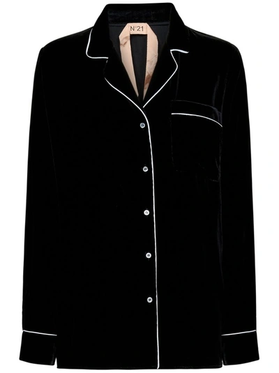 N°21 Notched-collar Pajama-style Shirt In Black