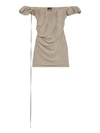 Jacquemus Schulterfreies Minikleid Aus Stretch-jersey Aus Einer Cupromischung Mit Drapierung In Grey