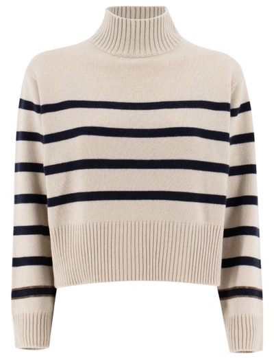 Brunello Cucinelli Cashmere Turtleneck Sweater In Neutrals