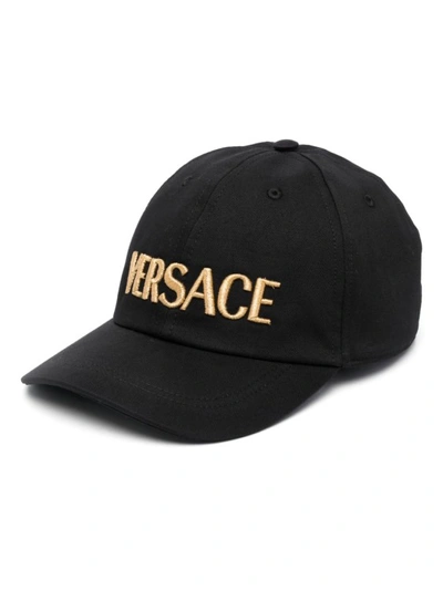 Versace Black Cotton Hat