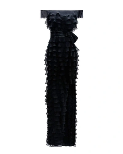 Gemy Maalouf Off-shoulders Ruffled Dress - Long Dresses In Black