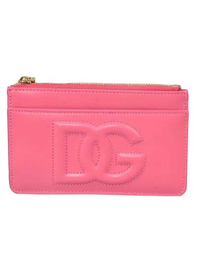 Dolce & Gabbana Dg Logo Zip Purse In Pink