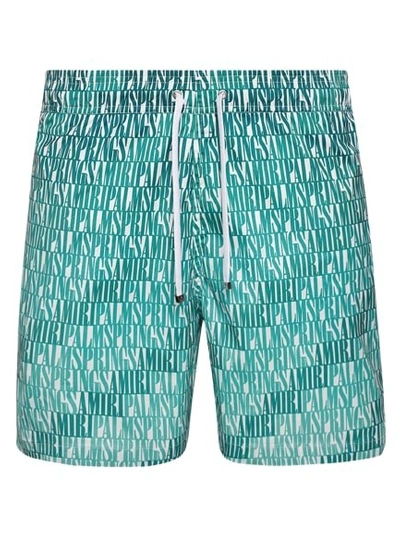 Amiri X Palm Logo-print Deck Shorts In Green