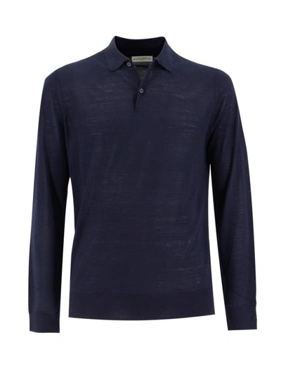Ballantyne Navy Blue Longsleeve Woolen Polo Shirt