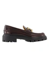 TOD'S HEAVY RUBBER LOAFERS - LEATHER - BURGUNDY