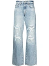7 FOR ALL MANKIND LIGHT BLUE RIPPED COTTON JEANS