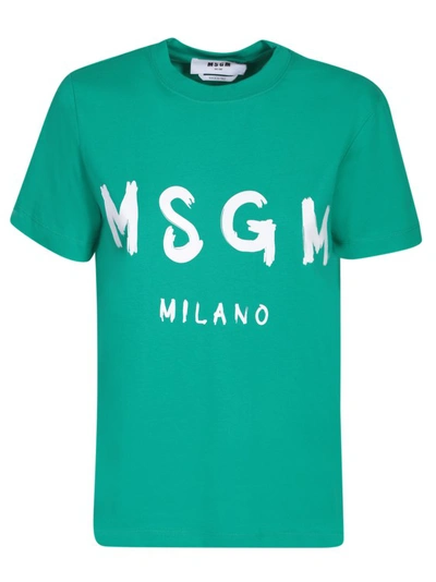Msgm Solid-coloured Logo T-shirt In Blue