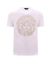 VERSACE COTTON T-SHIRT WITH MAXI LOGO MEDUSA ON THE FRONT