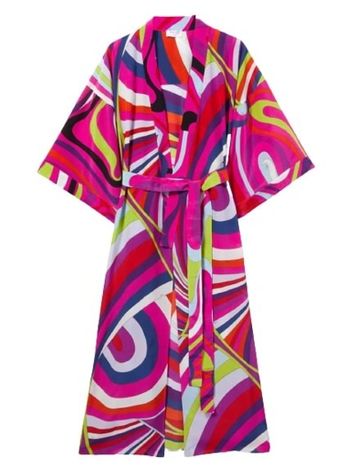 Pucci Belted Kimono Dress In Pink