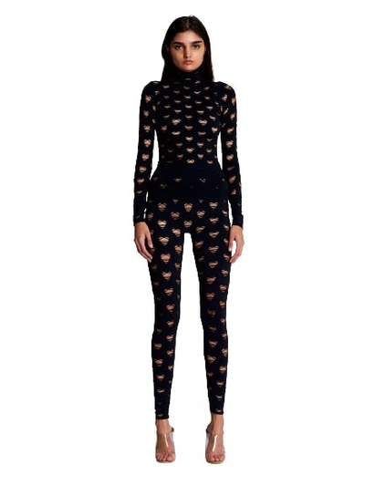 Maisie Wilen Perforated Heart Leggings In Black