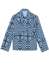 Bluemarble 'checkerboard Folk' Jacket With Chest Pockets And Buttoned Cuffs In Blue