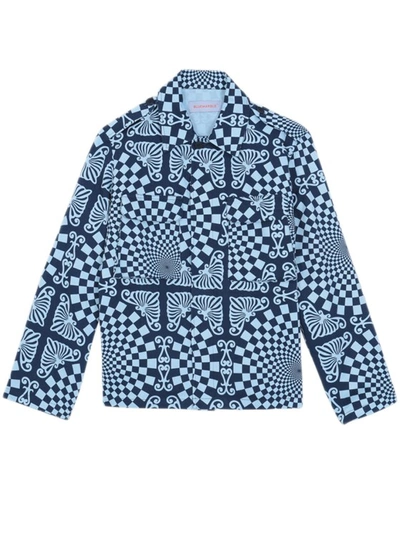 Bluemarble Geometric-pattern Cotton Shirt In Blue