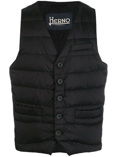 Herno Padded Button-up Gilet Vest In Blu