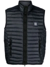 Stone Island Logo Patch Puffer Vest In Blue