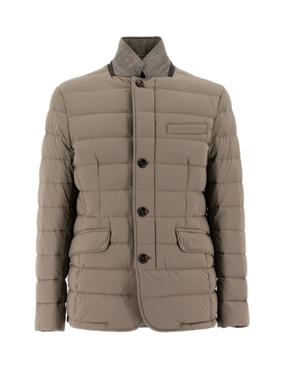 Moorer Classic Cut Jacket Padded With Goose Down In Brown