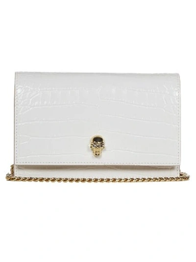 Alexander Mcqueen Deep Ivory Crocodile-embossed Small Bag In White