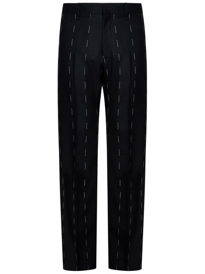 Givenchy Black Logo Print Tailored Wool Trousers