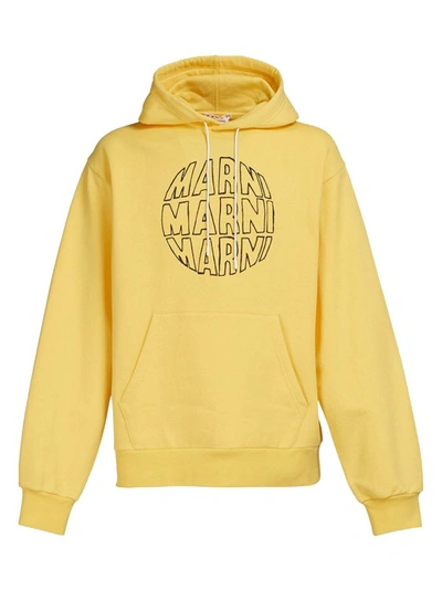 Marni Yellow Hooded Sweatshirt In Maize Yellow