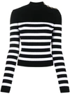 Balmain Striped Sweater In Black