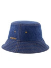 BURBERRY MH WASHED DENIM BUCKET HAT - COTTON - WASHED INDIGO