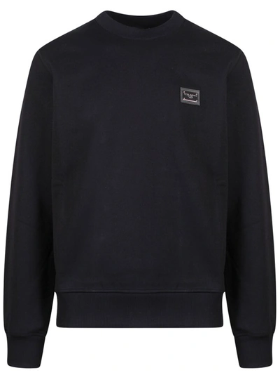 Dolce & Gabbana Cotton Sweatshirt With Logo Tag In Black