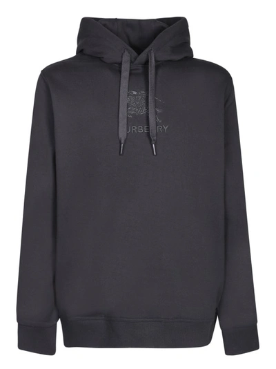 Burberry Black Hoodie With Embroidered Equestrian Knight Logo