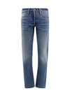 TOM FORD COTTON JEANS WITH SUEDE LOGO PATCH