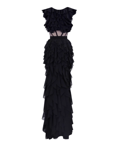 Gemy Maalouf Ruffled Long Black Dress - Long Dresses