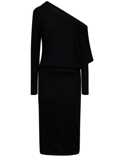 TOM FORD TOM FORD BLACK OFF-THE-SHOULDER MIDI DRESS