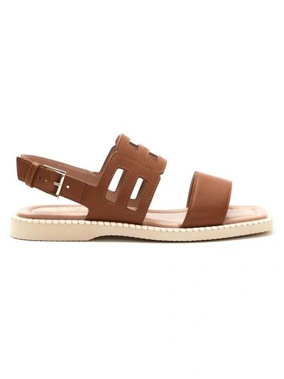 Hogan Leather Sandals With Buckle In Brown