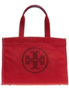 TORY BURCH RED AND BLUE FABRIC TOTE