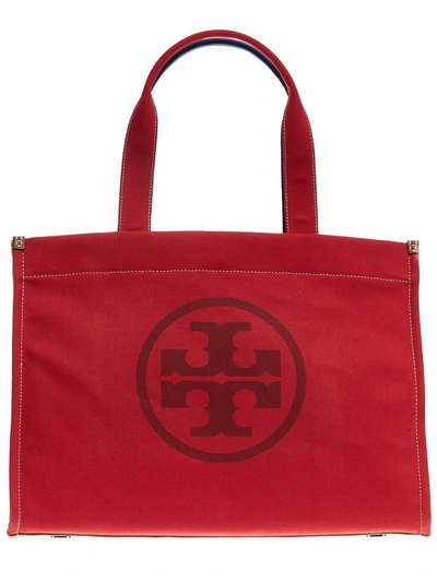 Tory Burch Red And Blue Fabric Tote