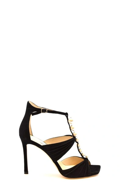 Jimmy Choo Black Aura Leather Sandals