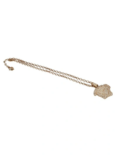 Versace Metal Crystal-embellished Medusa Pendant Necklace In Gold