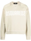 Dsquared2 Logo-print Crew Neck Sweatshirt In Neutrals