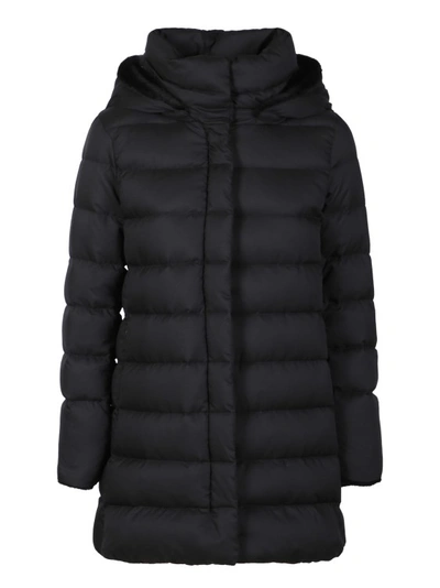 Herno Black Goose Down Jacket With Quilted Design