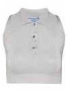 Prada Lurex Knit Crop Top In Silver