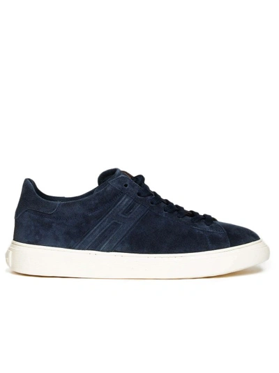 HOGAN BOX BOTTOM SNEAKERS IN BLUE LEATHER