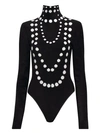 Alaïa Jacquard Velvet Chenille Bodysuit In Black
