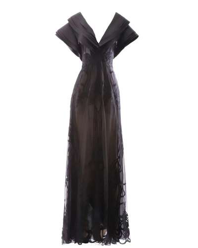 Gemy Maalouf Deep V-neckline Dress - Long Dresses In Black