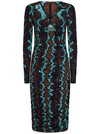 Roberto Cavalli Snakeskin-print Bodycon Midi Dress In Blue