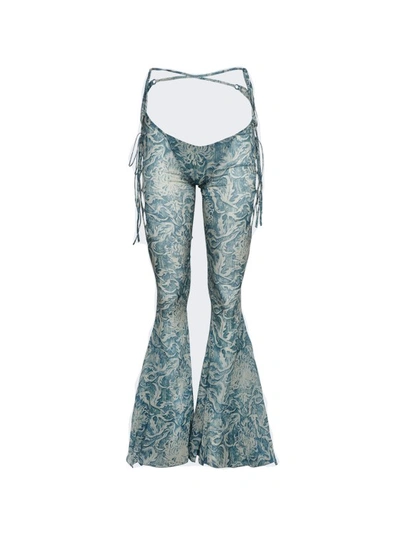 Knwls Glimmer Graphic-print Flared Trousers In Spikewall Blue