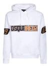 DSQUARED2 WHITE COTTON HOODIE WITH LOGO PRINT