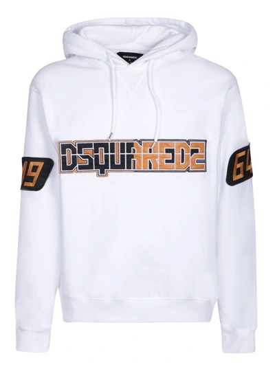 Dsquared2 White Cotton Hoodie With Logo Print
