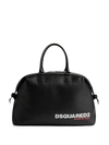 Dsquared2 Bob Leather Logo Duffle Bag In Black