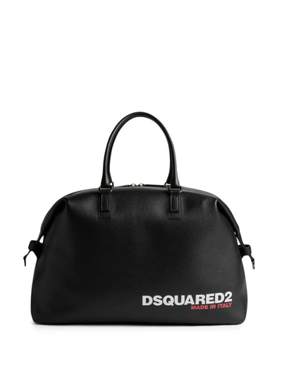Dsquared2 Bob Leather Logo Duffle Bag In Black