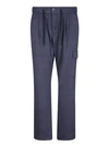 Herno Blue Mid-rise Regular Fit Straight Hem Trousers In Blue